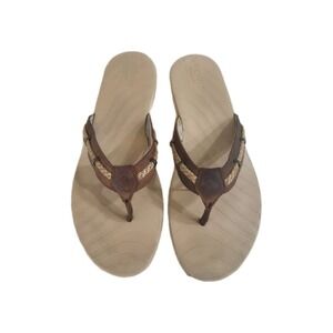 Sperry Top Sider Leather Flip Flop Sandals, Brown, Size 9.5